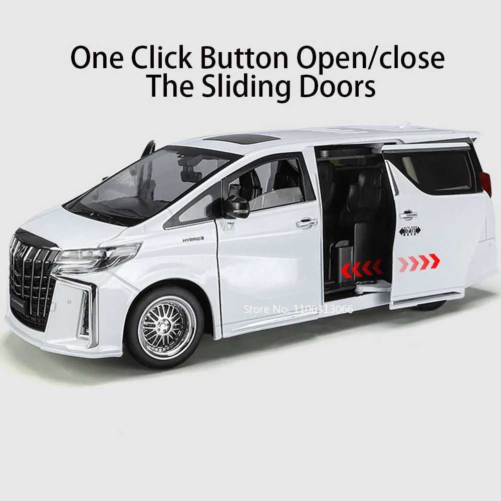 Big 1/18 Alphard Alloy Model Toy Door Opened Simulation MPV Car Toys with Sound and Light Pull Back Vehicle for Boys GiftsXJ250220
