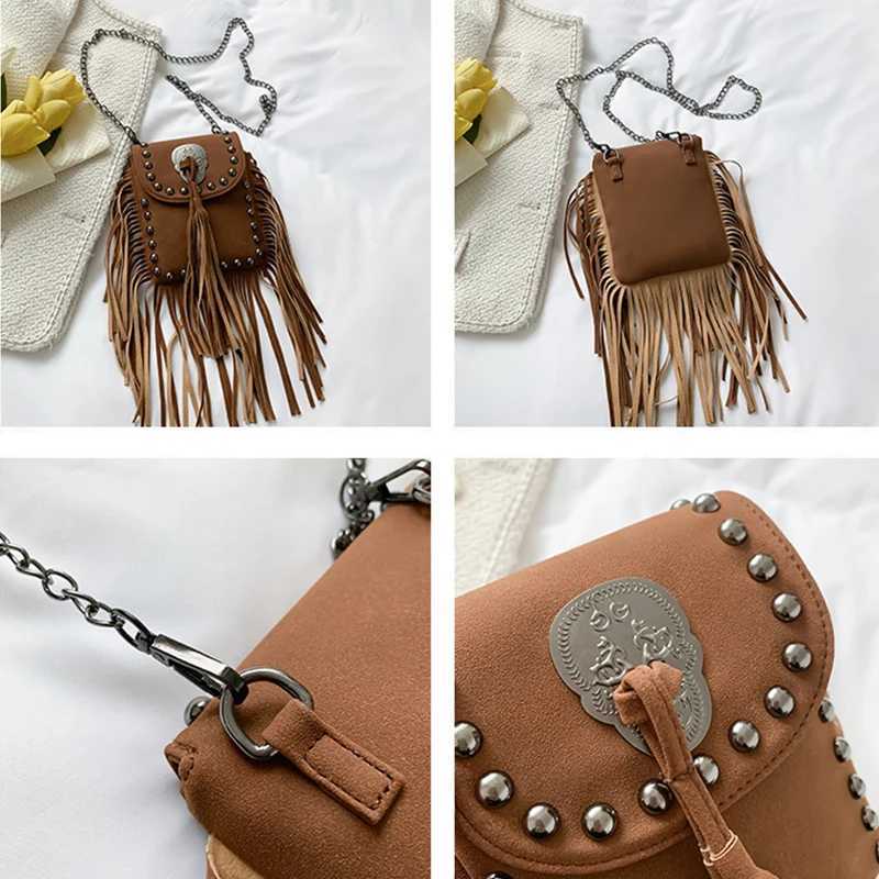Punk Shoulder Bag Tassel in Leather Shoulder Bag For Women Europe And America Wallet Travel Y250218