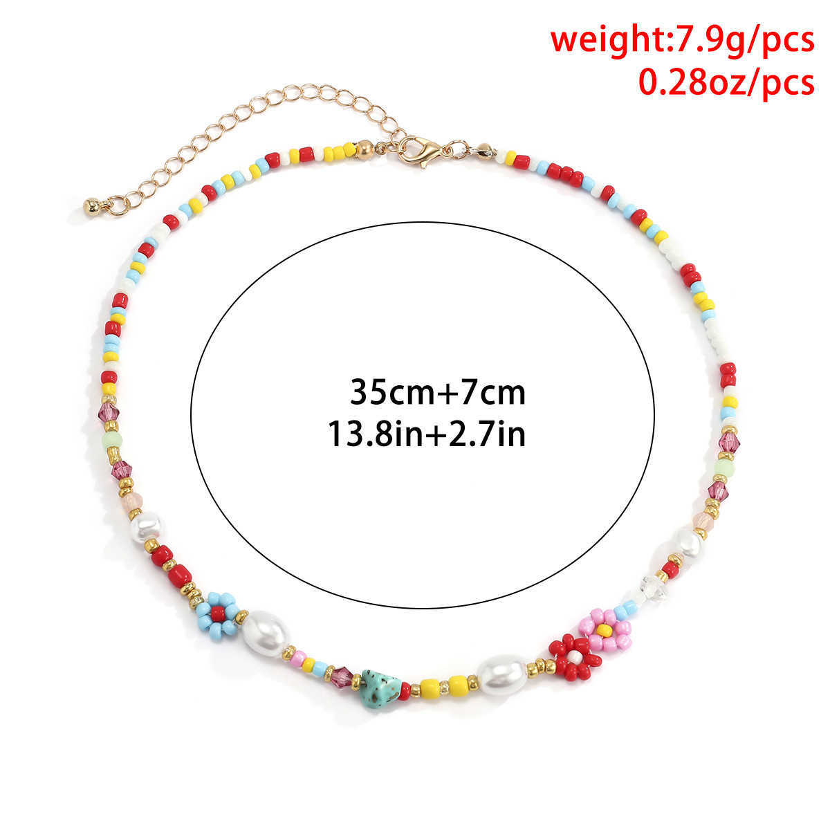 Pendant Necklaces Bohemian holiday style Daisy Flower Necklace simple color rice BEADS BEADED NECKLACE female H25219