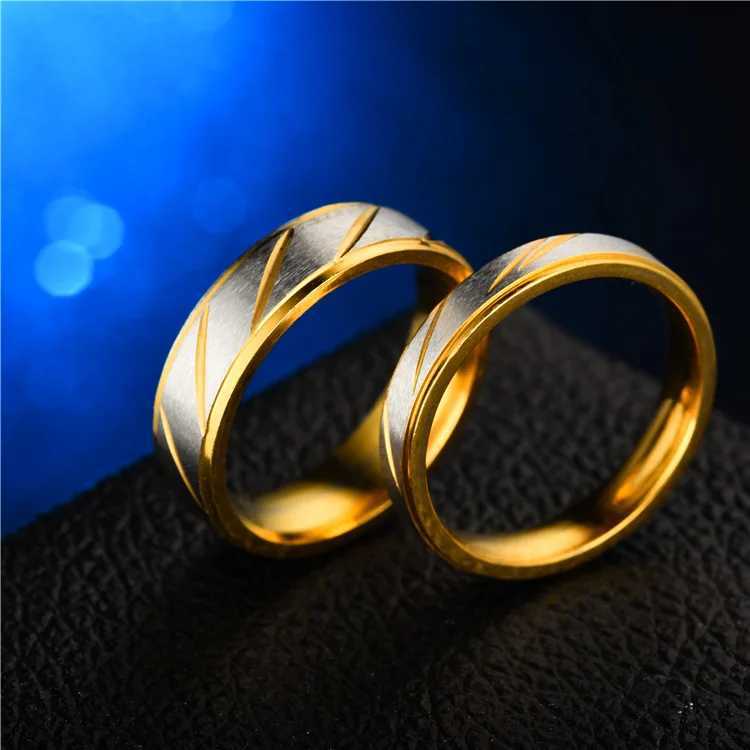 UAGE Titanium Steel Couple Rings Gold Wave Pattern Wedding Infinity Ring Men and Wen Engagement Jewelry Gifts X250220