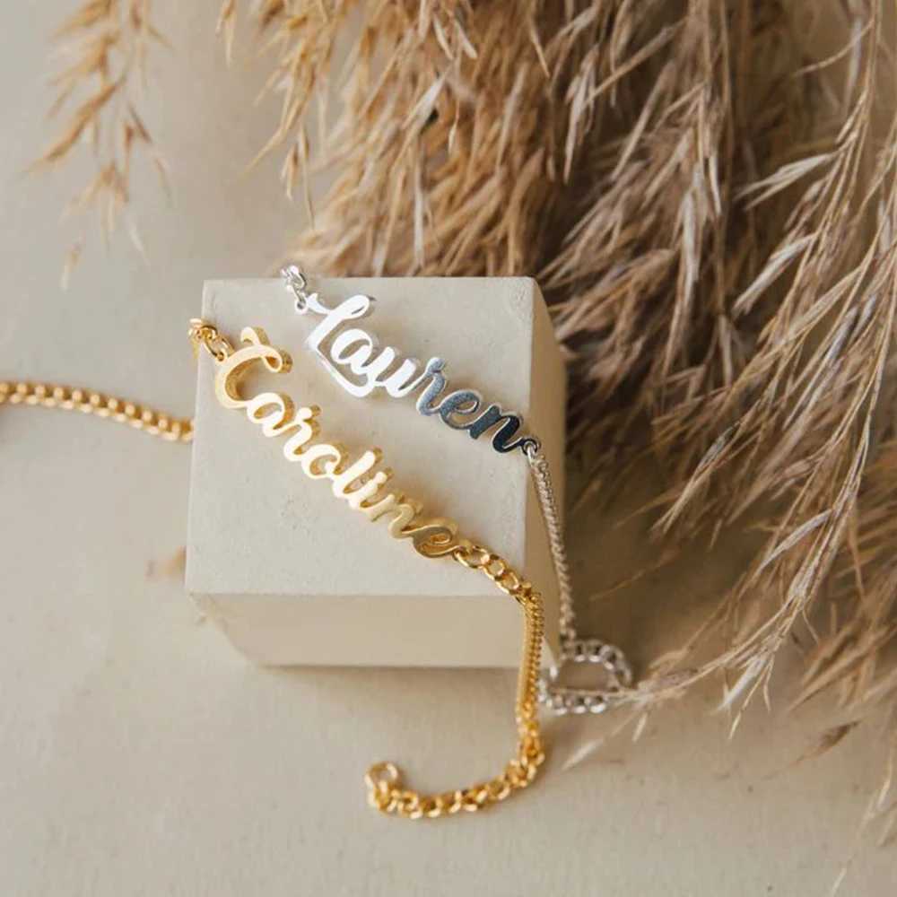 Customized Name Bracelet for Woman Stainl Steel Cuban Chain Fashion Alphabet Personalized Bracelet Wholesale DropshippingXJ250219