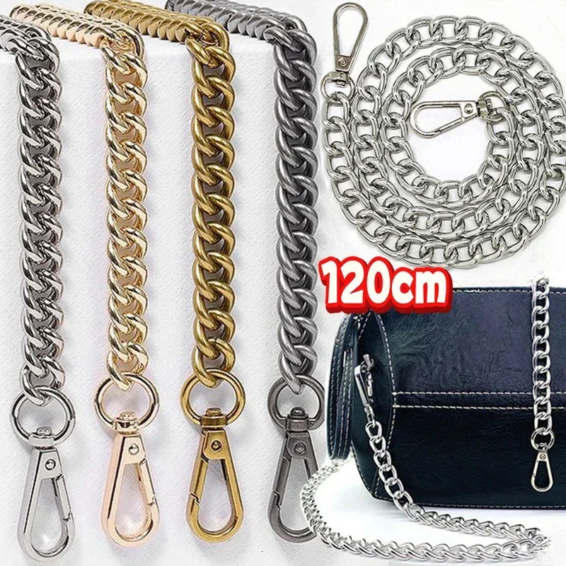 120cm Metal Aluminum Bag Chain Replacement Parts Accessories for HandWoven Shoulder Handbag DIY Handmade Detachable Straps y250213