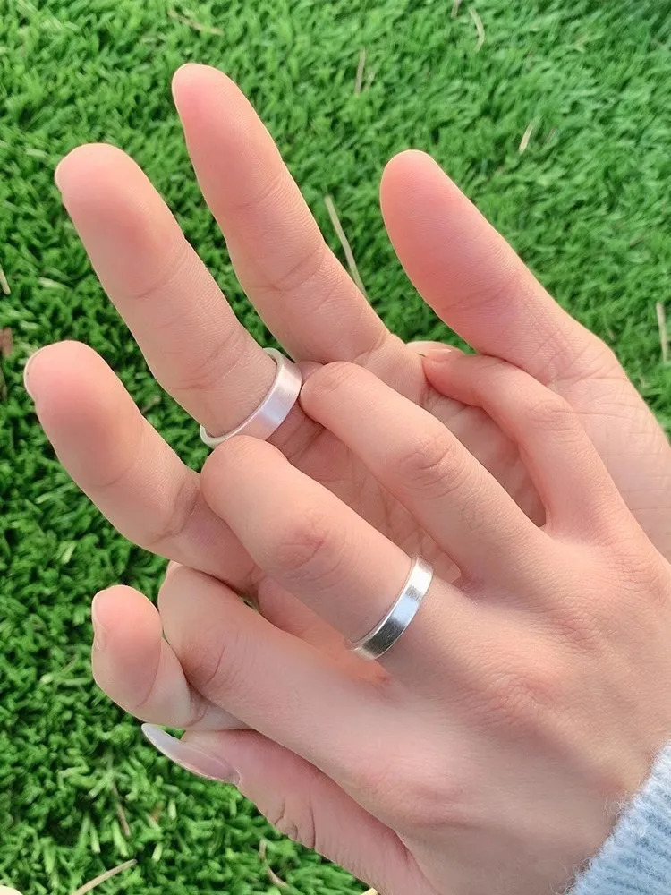 Lovers Fine Jewelry 999 Sterling Silver Ring Women Men Adjustable Vintage Classic Plain Ring Couple Rings 250213