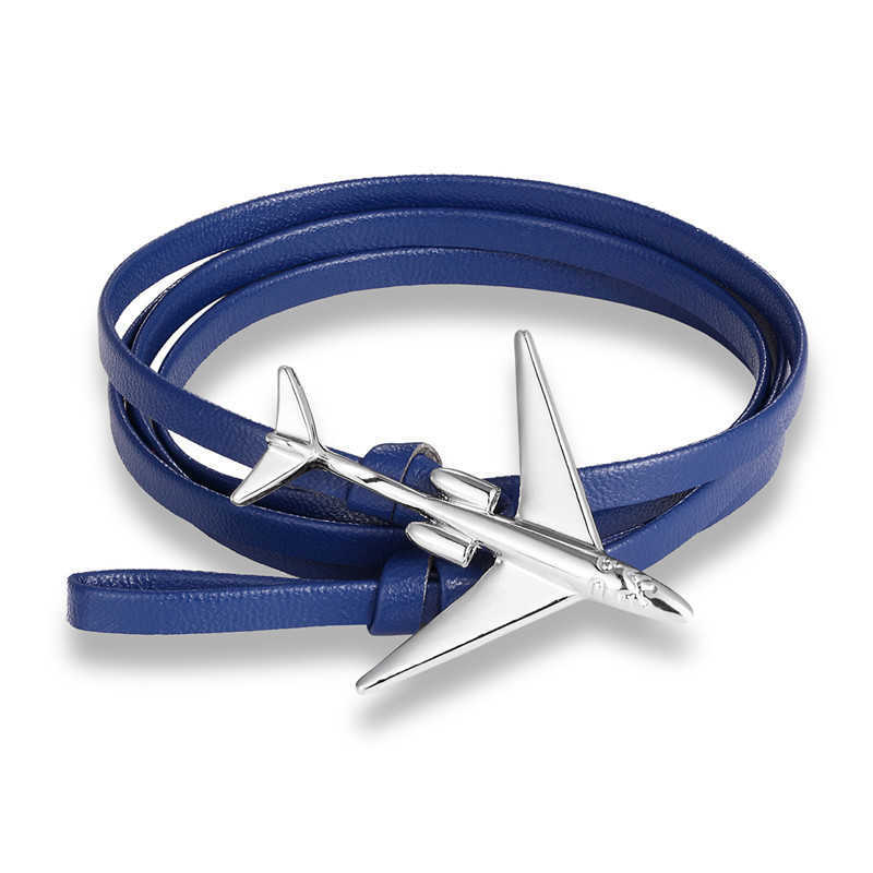 Charm Bracelets Personalized bracelet fashionable multi-layer airplane design multi-color leather rope bracelet accessories H25220