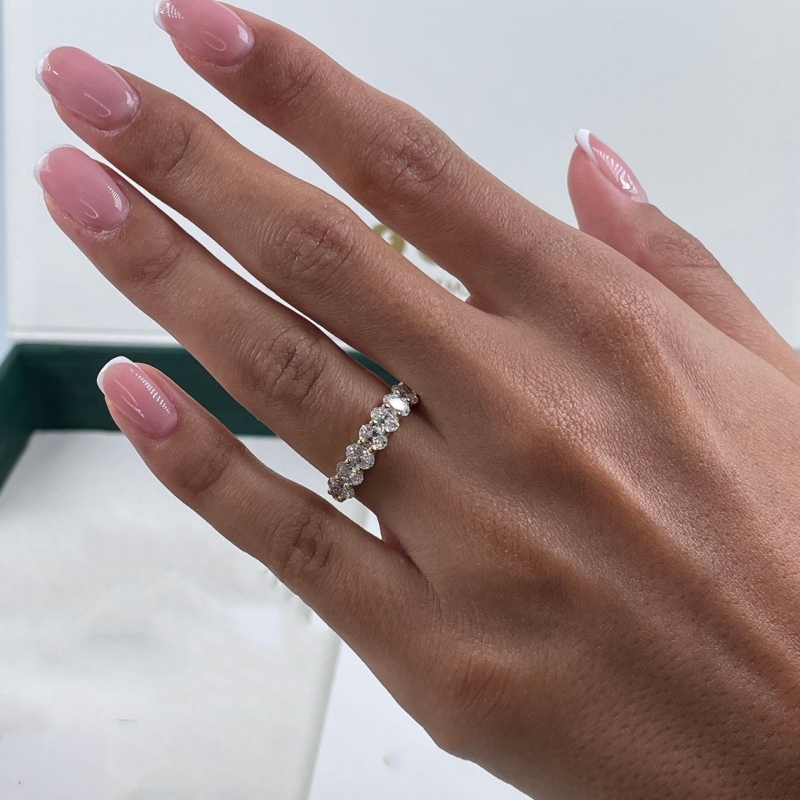 18K Yellow Gold Oval Cut Half Eternity Women Ring HPHT Lab Diamond Rings For Women 7 Stones 4.6*3.3MM Oval Wedding Anniversary Ring Gift