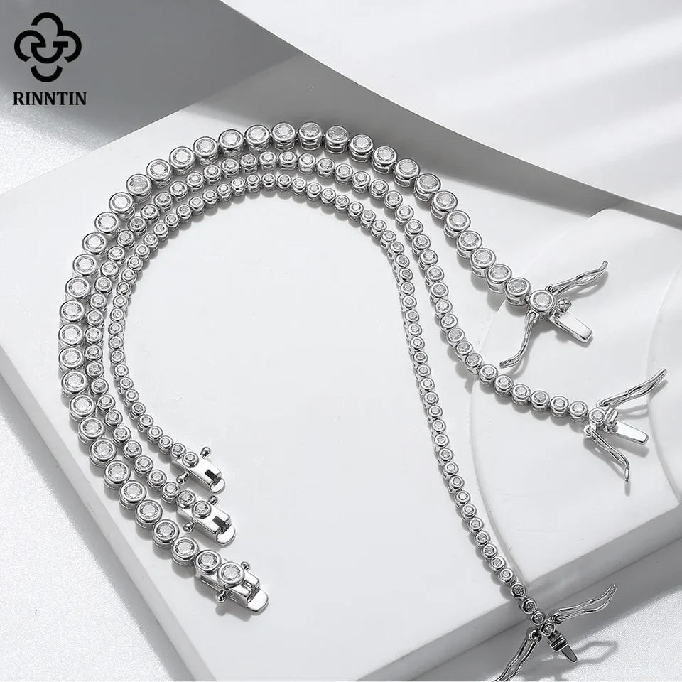 Rinntin Shiny Tennis Bracelet 925 Sterling Silver 1523mm Clear Cubic Zirconia for Women y Chain Jewelry SB143 250213