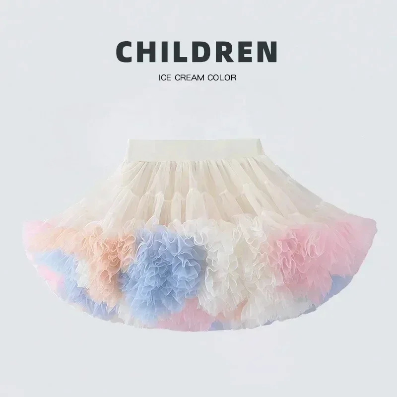 Baby Girls Tulle Tutu Skirt Ballerina Pettiskirt Fluffy Children Ballet Skirts for Party Dance Princess Girl Tulle Clothes 1-8T 250220