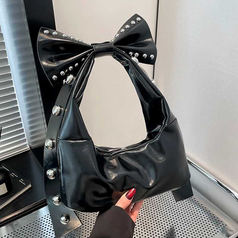 Bow Vietnamese Brand Shoulder Bag Fashion Personality High-end Shiny Leather Womens Underarm Luxury Korean Sweet Bag Y250218