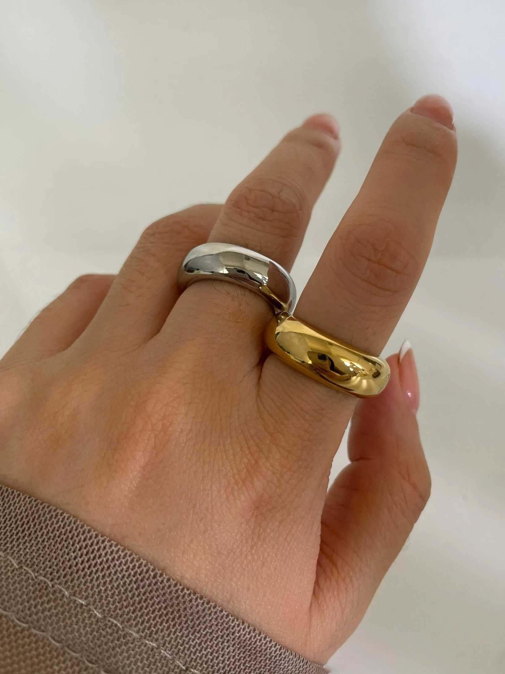 Perisbox Minimalist Smooth Gold Silver Plated Wide Rings for Wen Men Stainless Steel Anti-Tarnish Stackable Fashion Jewelry X250220