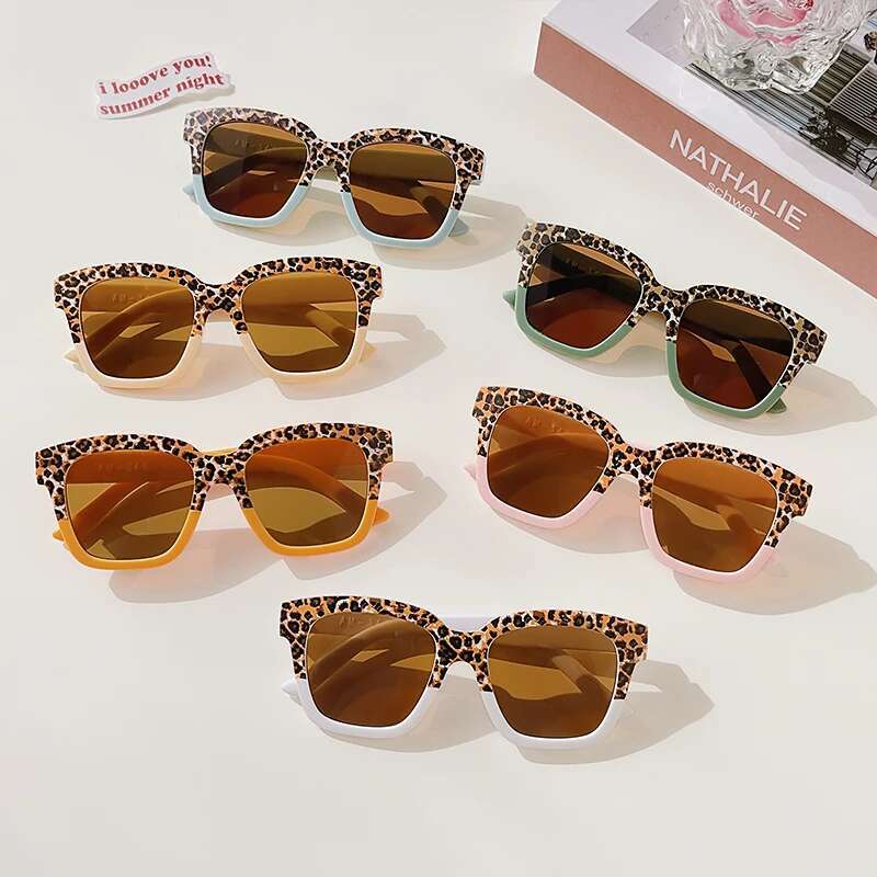 Ddmyshoesvip Children Fashion Vintage Leopard Double Color UV Girl Outdoor Sun Sunglasses Kid Eye Protection Glasses