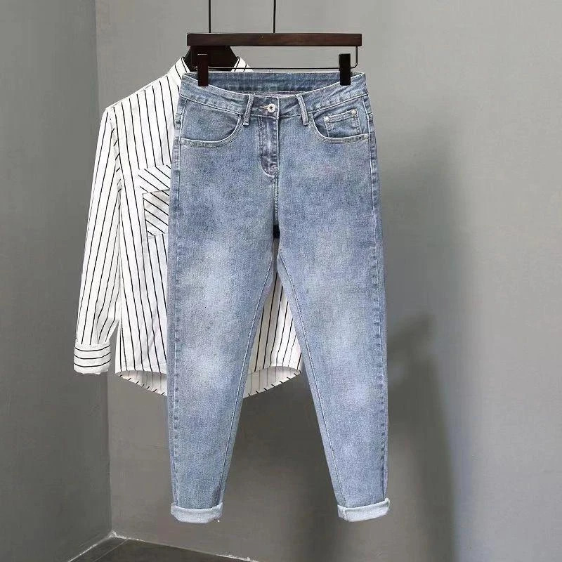 Mens Jeans Work Wear Stretch Elastic Retro Casual Male Cowboy Pants Tapered Black Stacked Trousers Korean Autumn Regular 250219