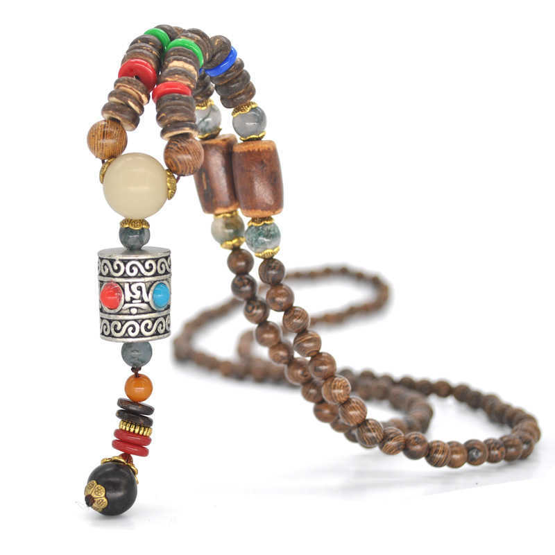 Pendant Necklaces Nepal Sweater Chain Womens Yiwu Accessories Bodhi Pendant Wood Bead Buddha Series Long Necklace H25219