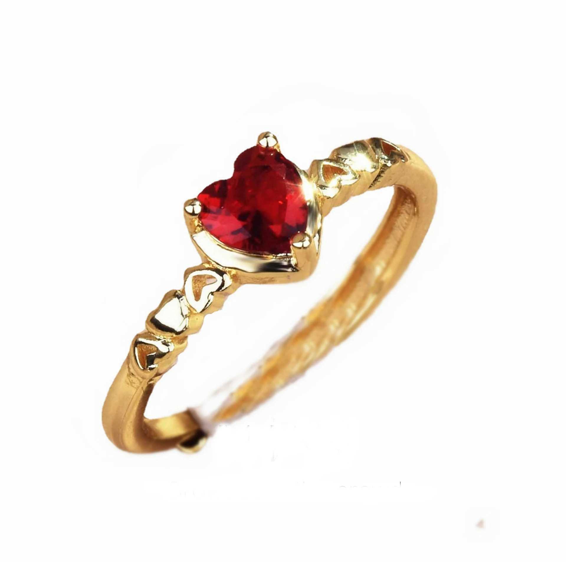 Red Ring 18k w Gold Plated Copper Ins Open Adjustable Rings X250220