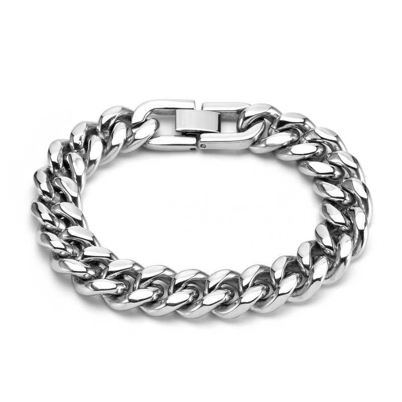 Charm Bracelets Accessories mens fashion punk mirror light Cuba chain trend stainless steel bracelet hip hop Bracelet H25220