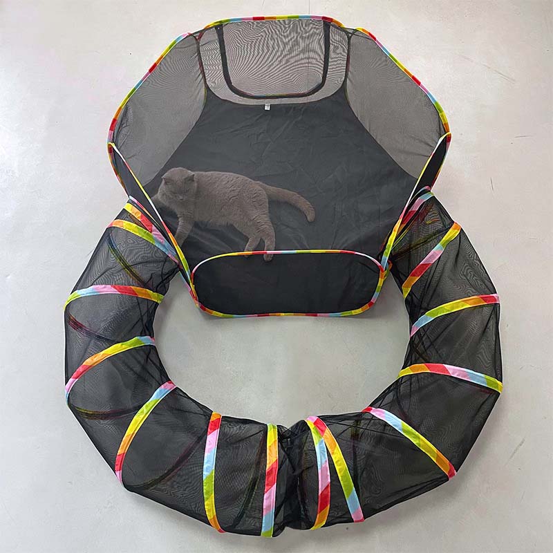 Outdoor Cat Enclosures Playground Outside House for Cats Portable Cat Tent, Circle Playpen Tunnel, for Kitty and Small Animals Within Storage Bag