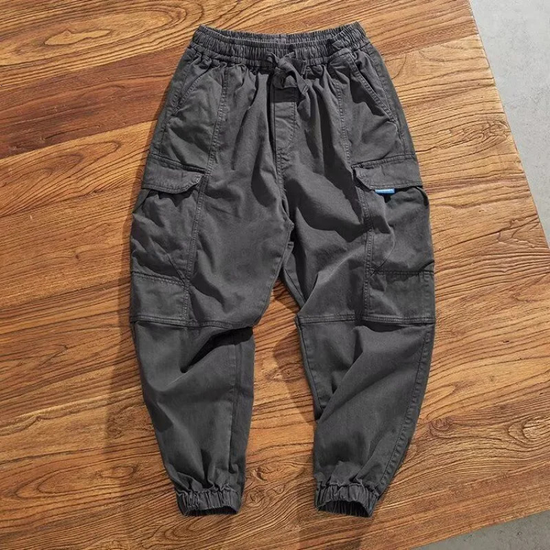 Mens Clothing Trend American Vintage Streetwear Baggy Cargo Harem Pants Y2K Casual Solid Loose Pockets Trousers Mens Pants 250220