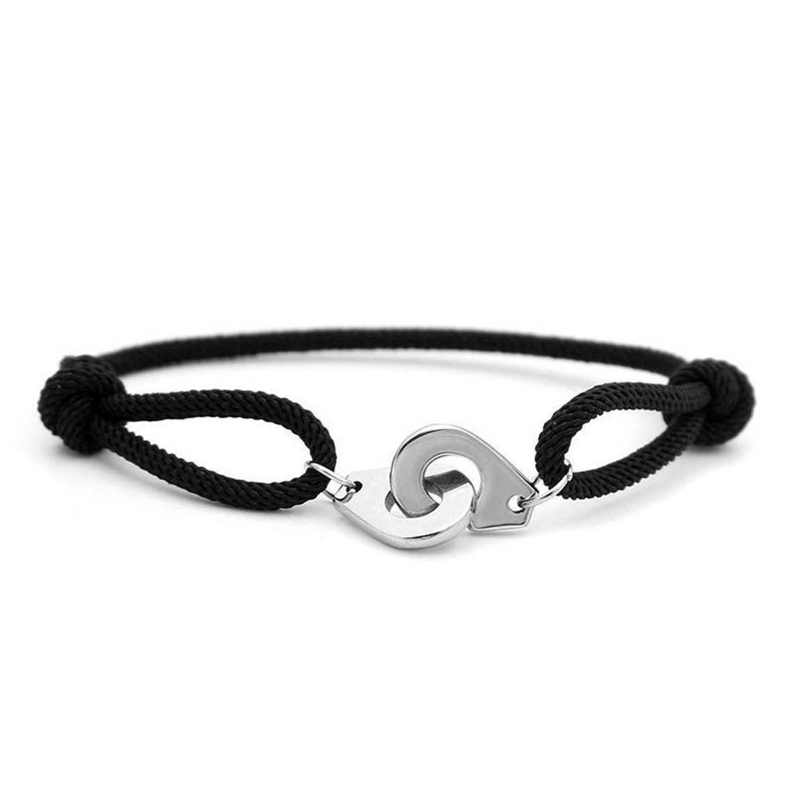 Charm Bracelets Hot selling stainless steel braided rope bracelet jewelry couple handcuffs bracelet student jewelry bracelet H25220 3 JZD4
