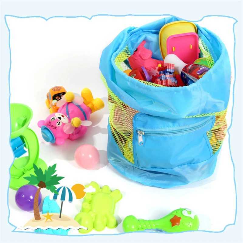 Beach Storage Pouch Tote Bag Kids Foldable Beach Mesh Bag Large Capacity Travel Toy Organizer Net Portable Storage Backpack Z250219