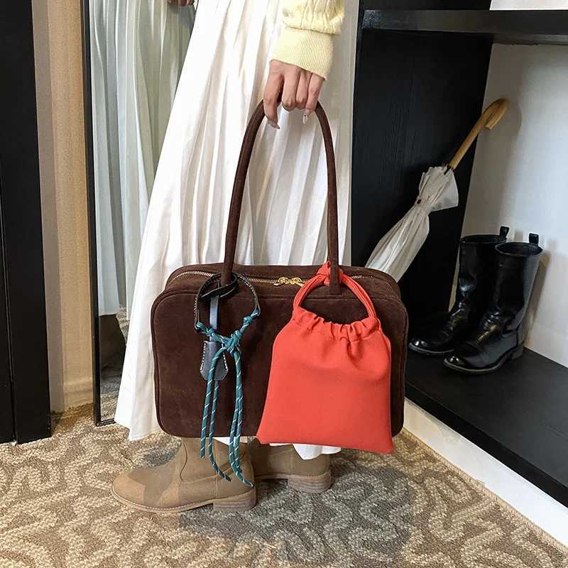 LEFTSIDE NUBUCK Shoder Bags Lady Tote Bag for Wen 2024 Winter New Trend Y2K Korean Fashion Design Handbags and Purses Z250318