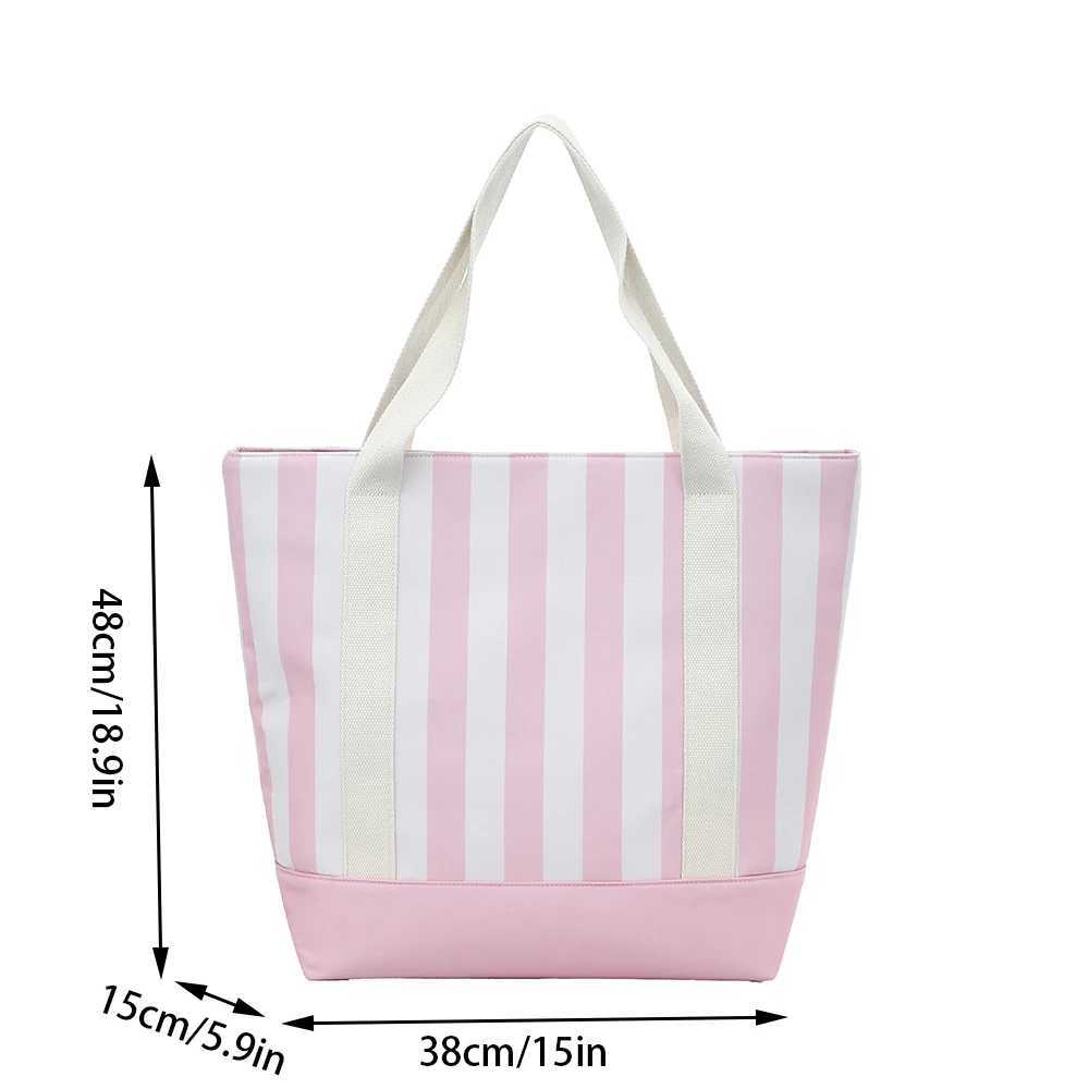Large Striped Tote Hand Bag For Women Matching Color Cosmetic Bag Durable Canvas Shoulder Bag For Shopping Travel Outdoor Z250219