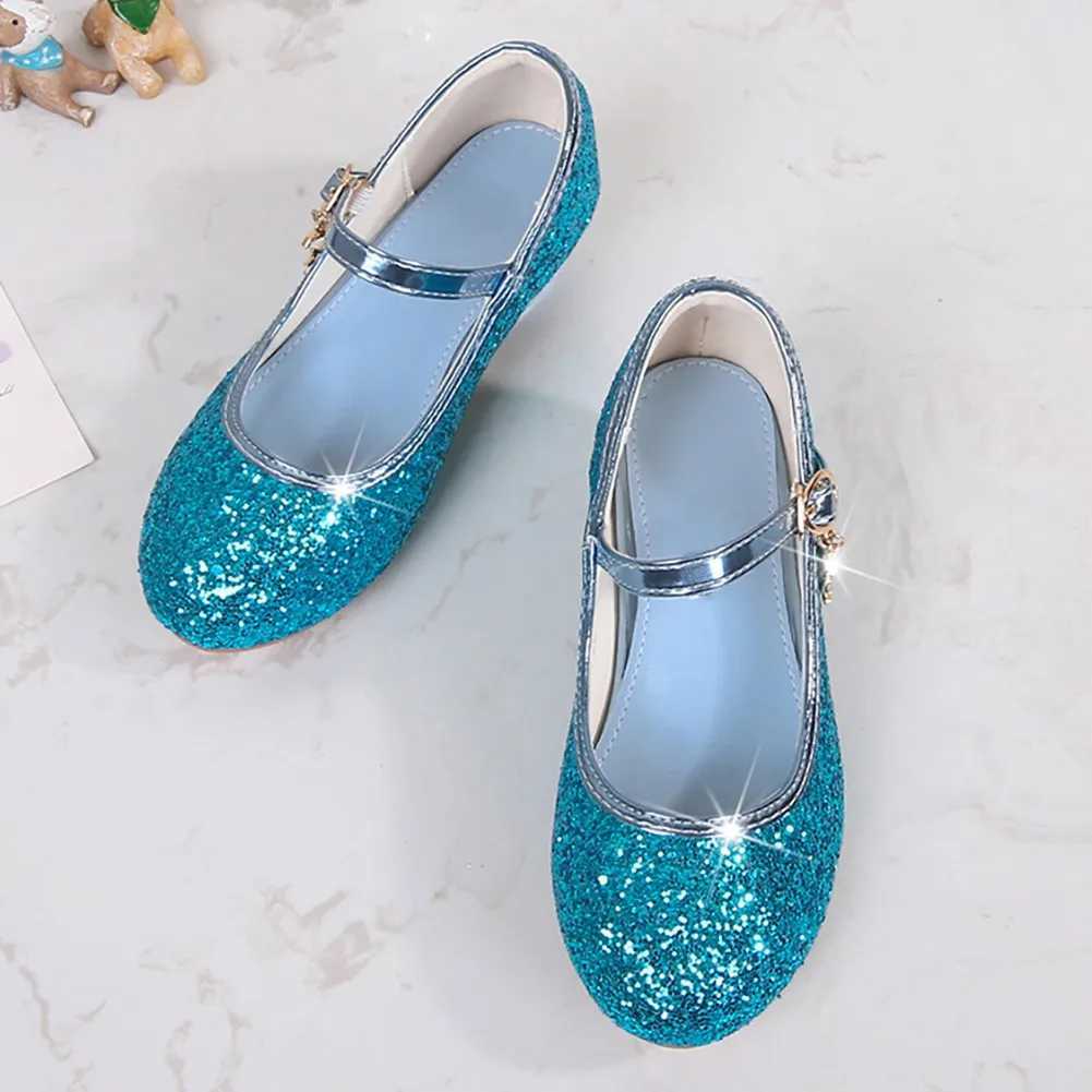 Princess Kids Girls Party Shining Shoes Anti-slip Soft Children Sequins High Heels Shoes Birthday Holiday Casual Shoes X250220