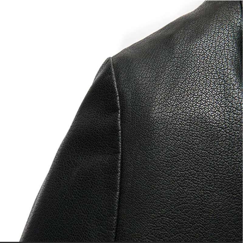 High Quality Hooded Fashion Handsome Trend Solid Color Casual Dad Motorcycle Leather Jacket Upscale M-4Xl