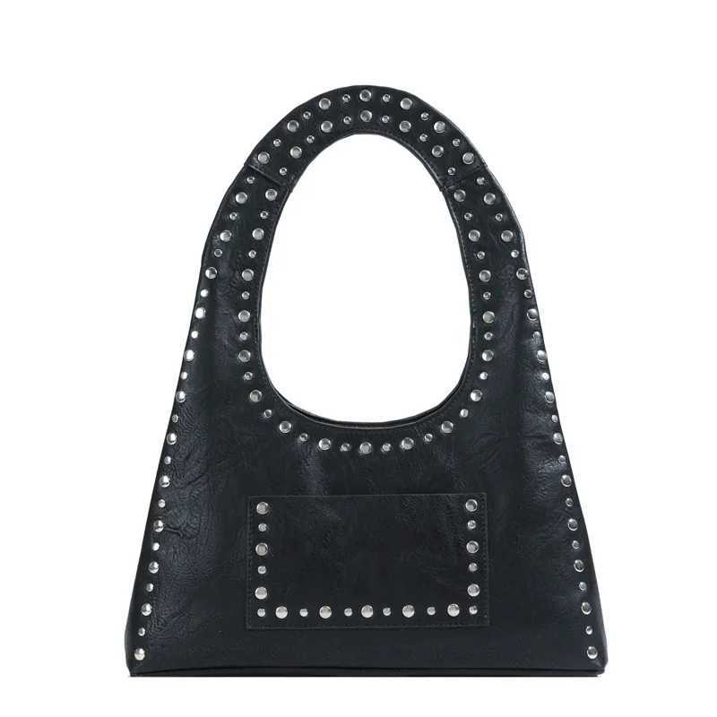 Vintage Women Shoulder Bags Punk Style Lady Handbags Luxury Pu Leather Underarm Bag Small Tote Female Purses 2025 Y250218
