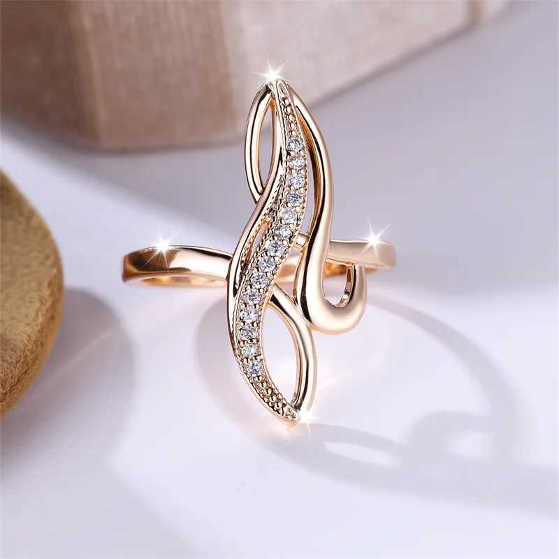 Unique Infinity Rings For Wen Geetric Tree Wedding Bands Champagne Gold Color White Zircon Cocktail Ring Party Jewelry X2502201