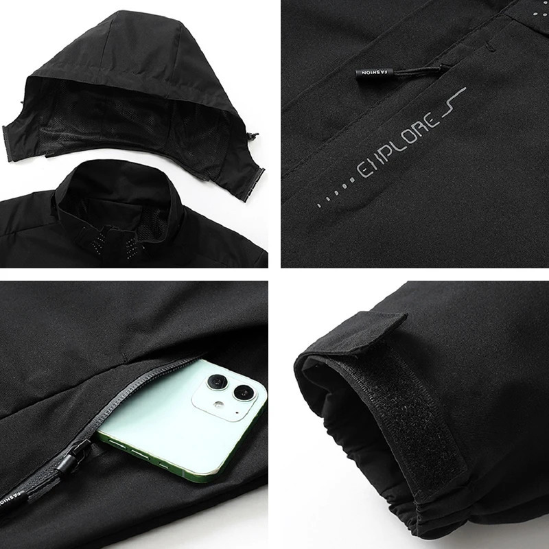 Spring Autumn Men Casual Jacket Outdoor Windproof Waterproof Tactical Coat Detachable Hat Jackets Male M5XL 250218