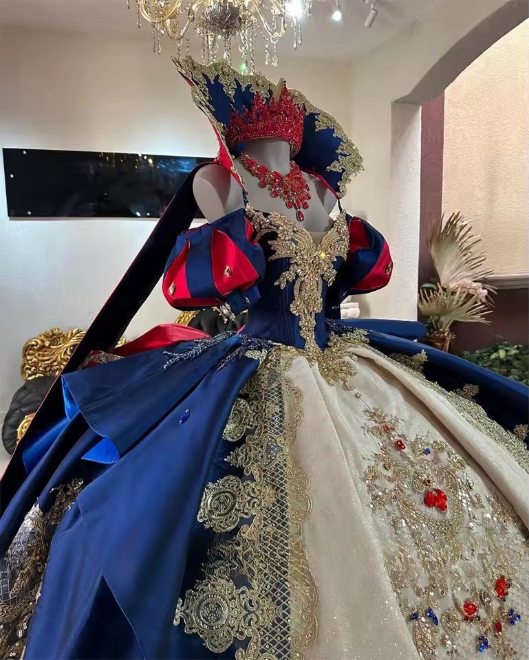 Elagant Royal Blue Princess Quinceanera Dresses Puffy Bead Sequins Appliques Gems Vestidos 15 Anos Birthday Dress Customized