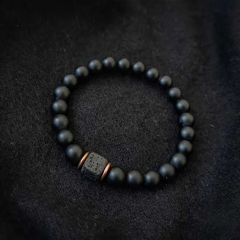 Charm Bracelets Mens volcanic stone bracelet square black agate fashionable and fashionable jewelry suitable for modern gentlemen H25220
