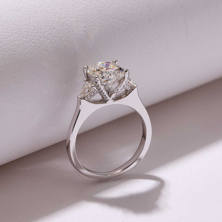 Dropshipping Women Fine Jewelry 14K Gold Engagement Ring Hand Setting 3cts Moissanite Diamond Wedding Ring With GRA