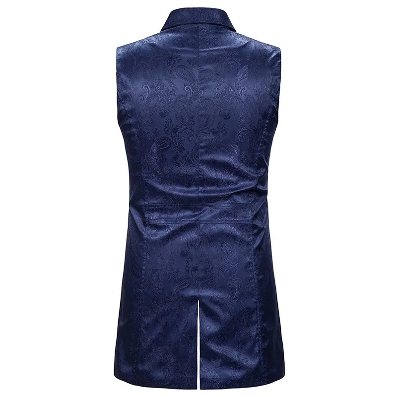 Mens Paisley Jacquard Steampunk Vest Double Breasted Brocade Waistcoat Men Wedding Prom Stage Tuxedo Vests Male Gilet Homme 2XL 250219
