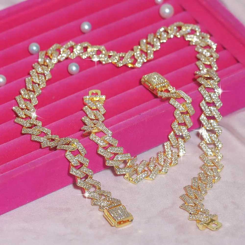 d Out Exquisite 16mm Wide Necklace Fashion Bracelet Hip Hop Jewelry Full Rhinestone Tren Jewelry Gift For Men WomenXJ250219