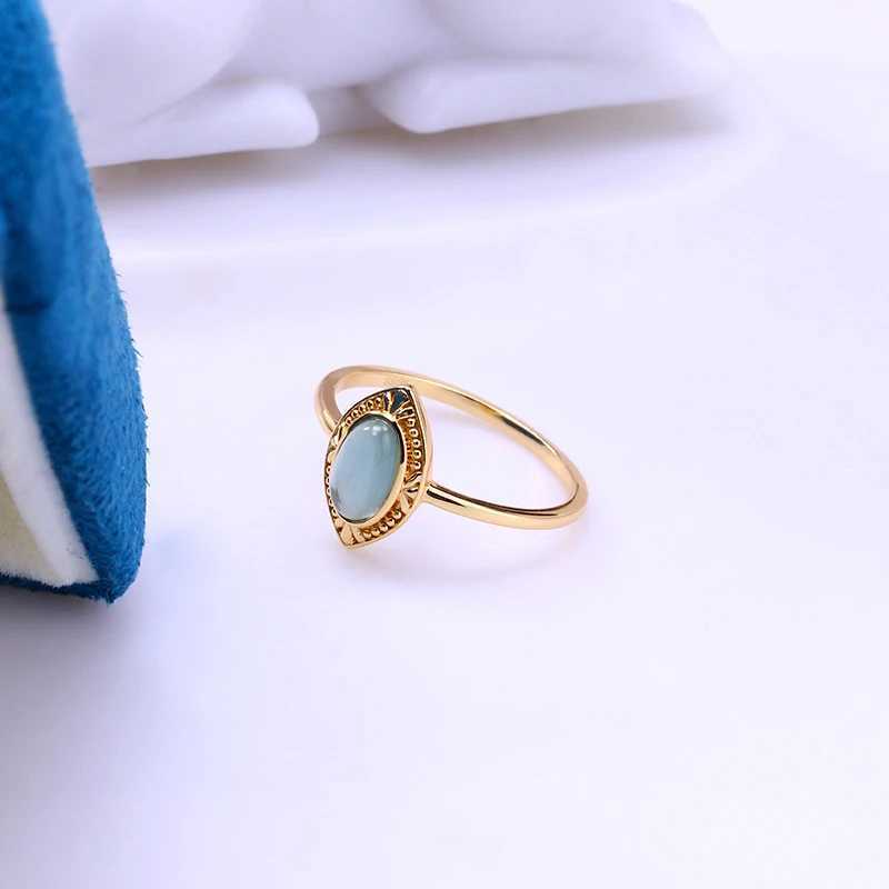 Foxanry Gold Color Ellipse Green Zircon Rings For Wen Girls Vintage Exquisite Trendy Elegant Simple Anniversary Jewelry Gifts X250220