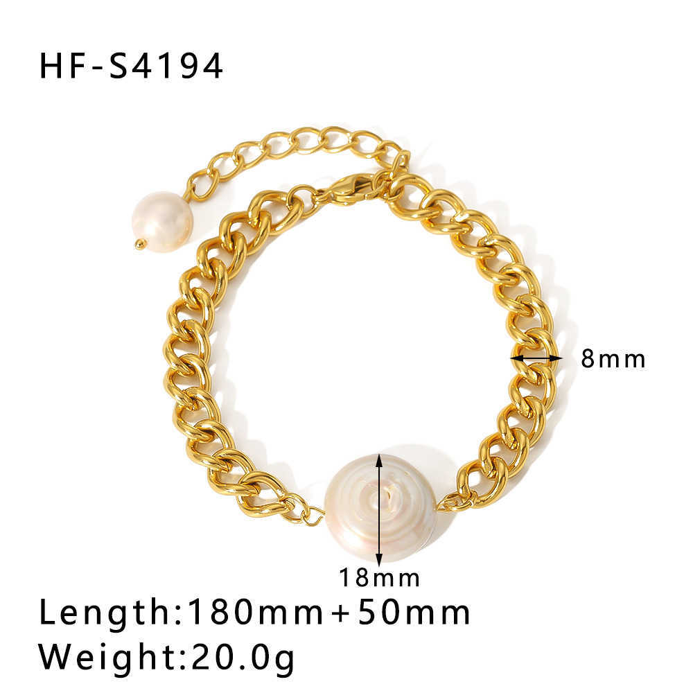 Charm Bracelets Cuban chain double-layer flat snake chain pearl style beach style gold-plated shell OT buckle cross bracelet H25220