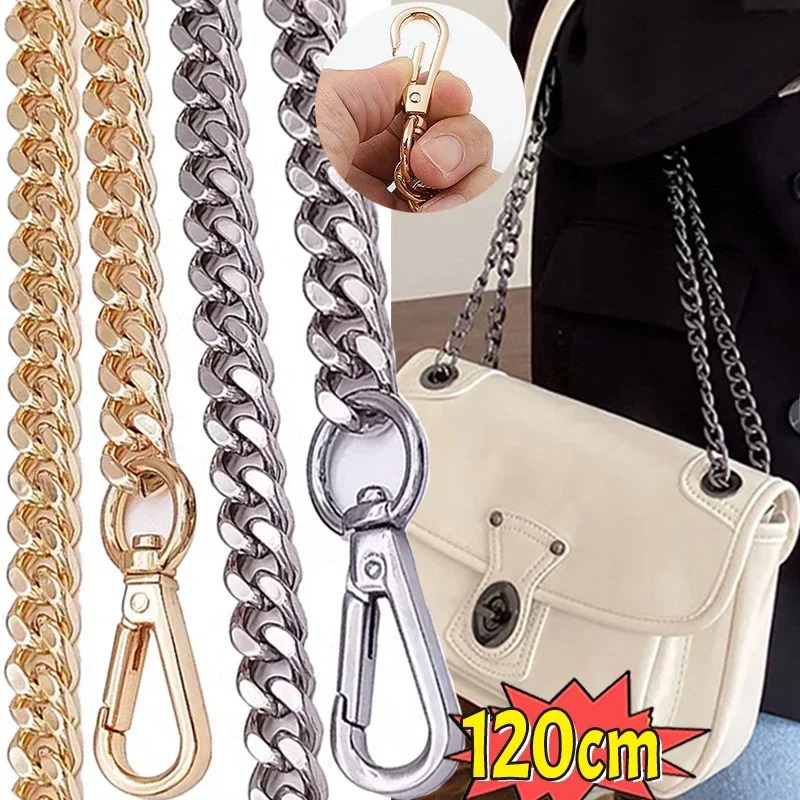 120cm Metal Aluminum Bag Chain Replacement Parts Accessories for HandWoven Shoulder Handbag DIY Handmade Detachable Straps y250213