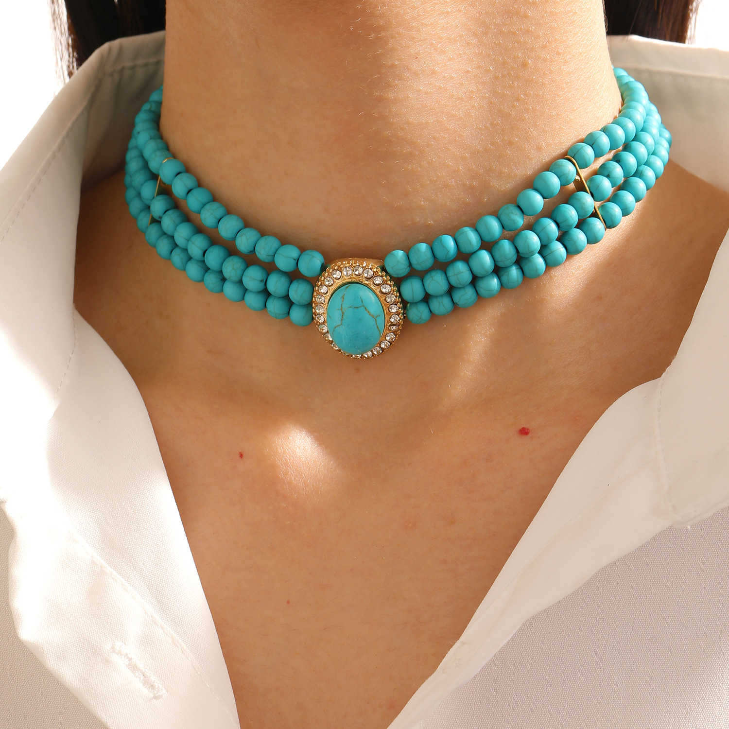 Pendant Necklaces New pearl jewelry set for womens fashion palace style multi-layer pearl necklace bracelet set H25219