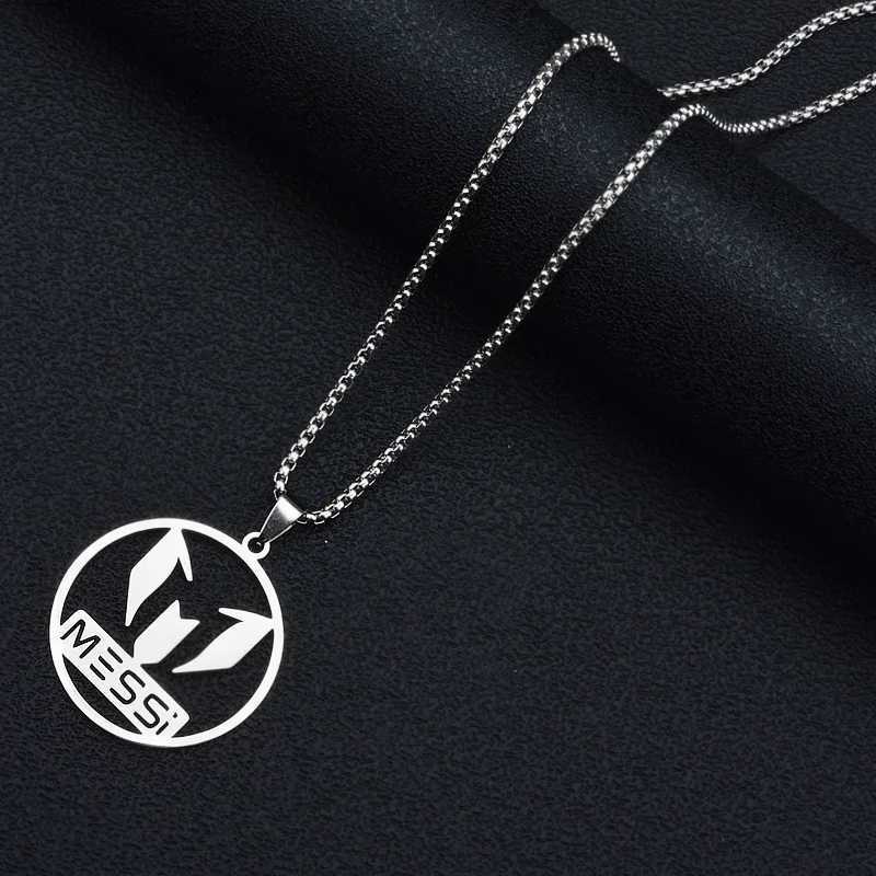 HNSP Lionel Mi Stainl Steel Pendant Chain Necklace For Men Boy Accories Jewelry Football Soccer Star GiftXJ250219