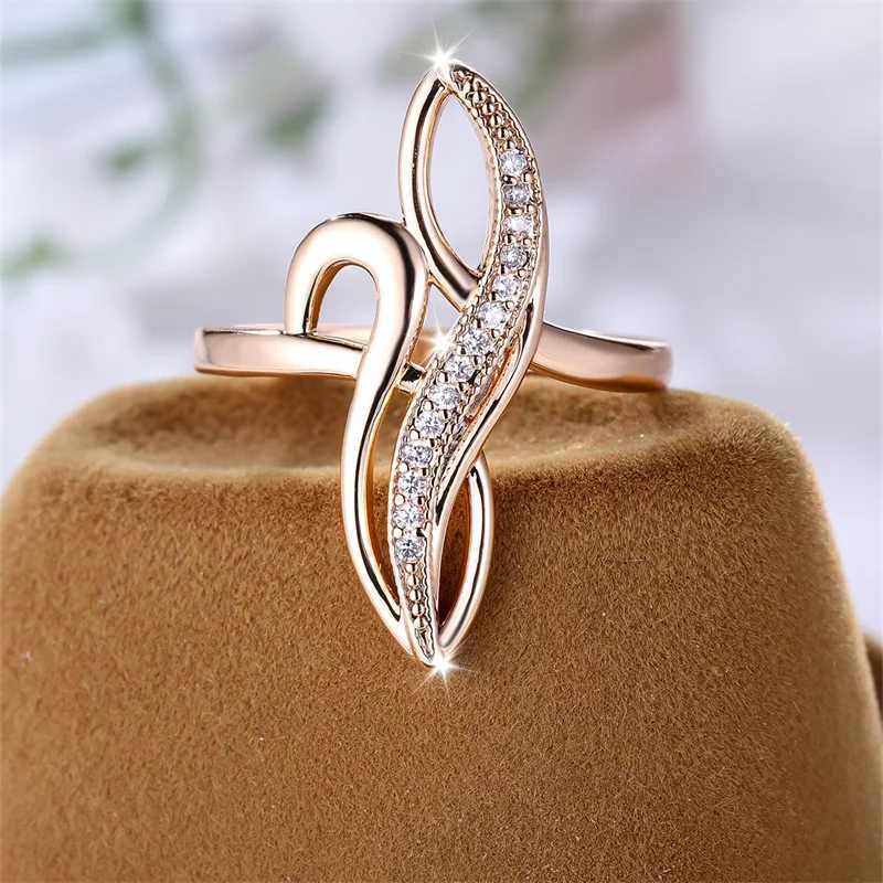 Unique Infinity Rings For Wen Geetric Tree Wedding Bands Champagne Gold Color White Zircon Cocktail Ring Party Jewelry X2502201