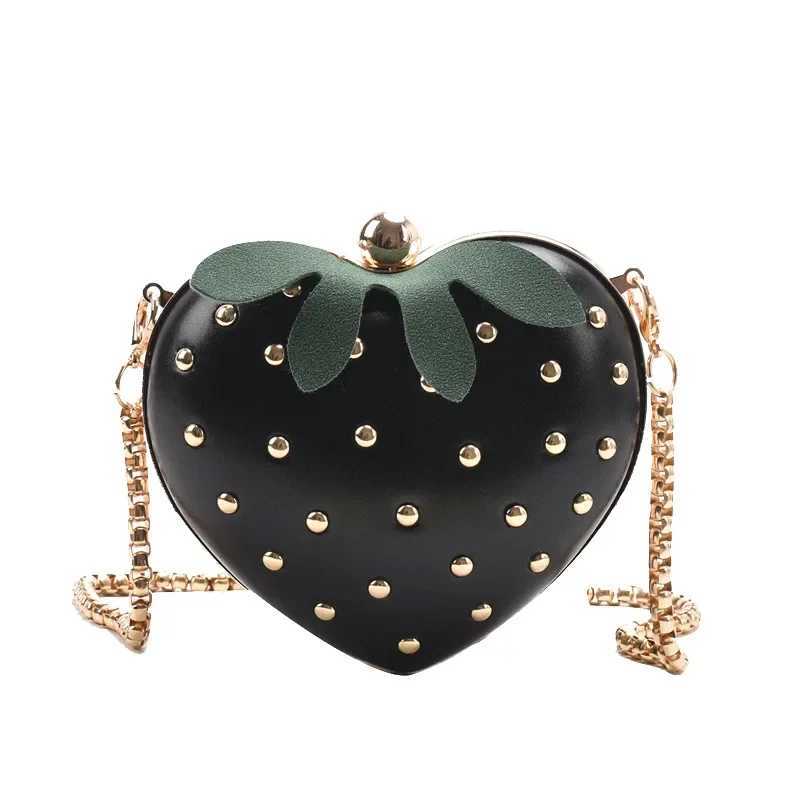 Cute Fruit Strberry Heart Shape Pu Mini Fashion Ladies Chain Purse Clutch Bag Shoulder Bag Tote Female Flap Handbag Q5 Y250218