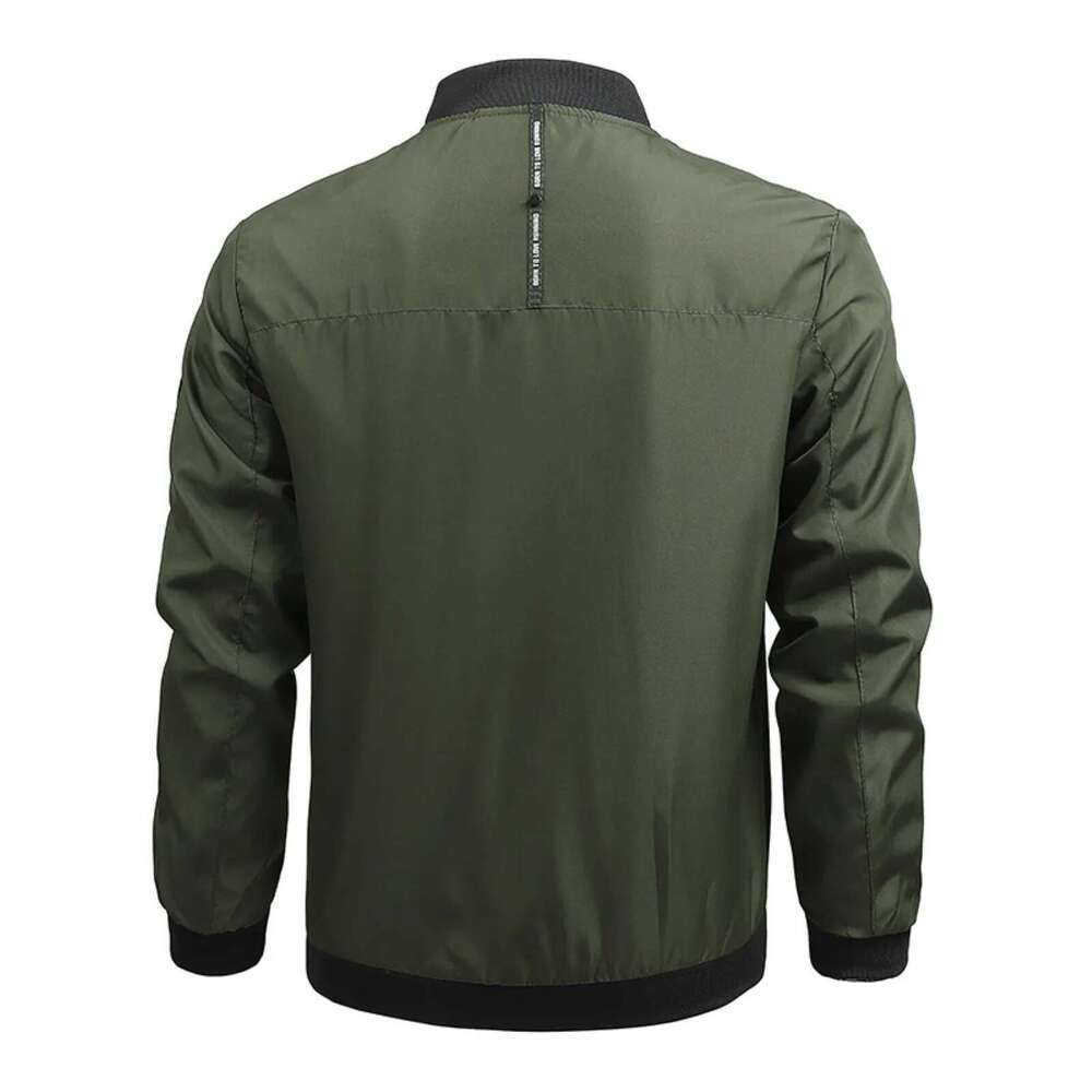 Men's high neck pilot jacket, monochrome jacket, Outchester casual windbreaker, long sleeved, outdoor sports, spring, autumn, document