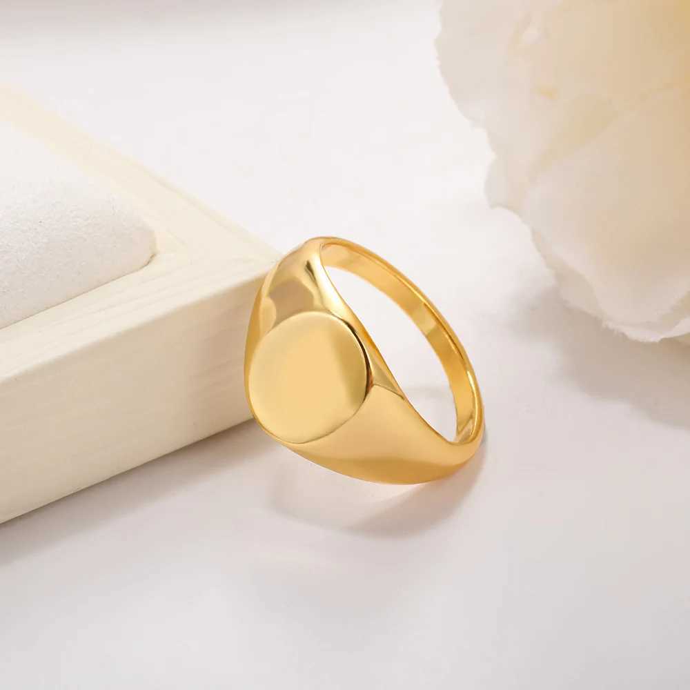 Classic Round Rings for Wen Men Gold Color Stainless Steel Ring 2024 Trend Unisex Punk Hiphop Party Jewelry that Items X250220