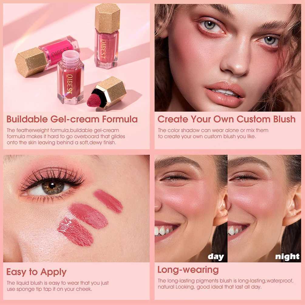 QIBEST 6-Shade Matte Liquid B Sponge Brush Long term Mixed Pink Girl Bes High Color Facial BeautyW250220