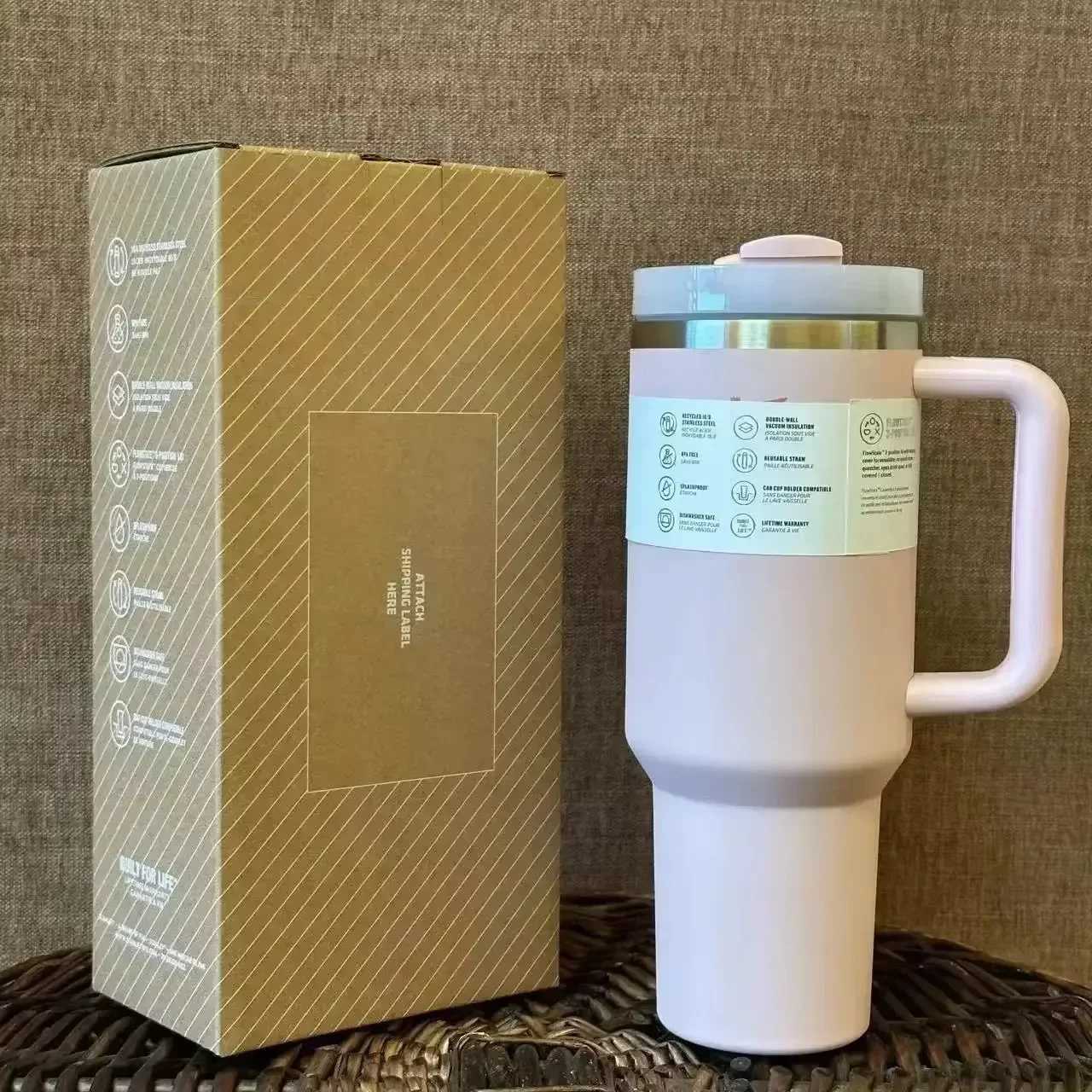 40oz Vacuum Insulated Car Mug For Double Wall Thermal Iced Travel Cup and Tumbler Straw Lid Stainless SteelT250220