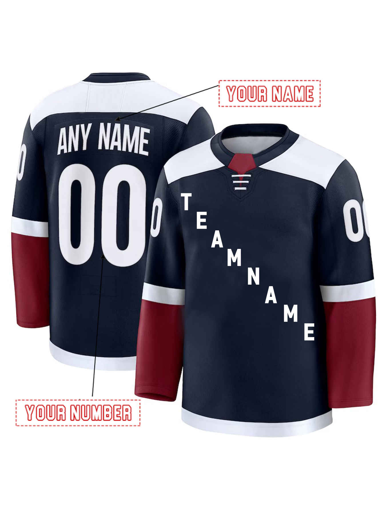 Personalized Custom Hockey Jersey Nathan MacKinnon Makar Toews Landeskog Felhaber Blackwood Embroidered Letter Number Design