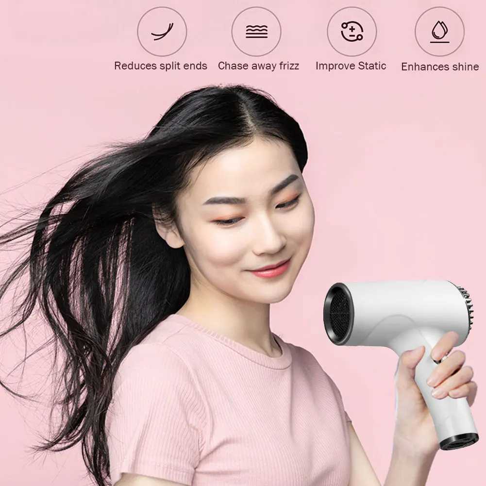 Portable Handy Hairdryer 2600mah Cordless Lonic Hair Dryer 40/500W USB Rechargeable Powerful 2 Gears for Household Travel Salon W250220