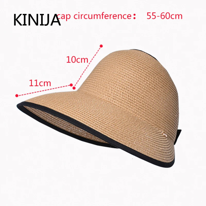 Women Roll Up Sun Visor Wide Brim Straw Hat Summer Hollow Out Dreathable UV Protection Cap for Beach Travel Bonnet Wholesale 250219