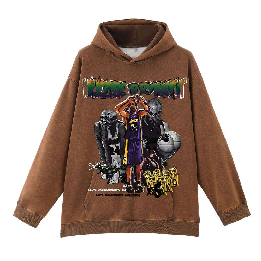 Hot! 400g Water Washed Hooded Sweatshirt: Black Loose Shoulder Blank