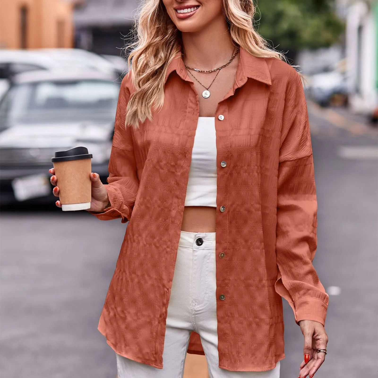 Cotton Gauze Muslin Women Shirts Casual Turn Down Collar Long Sleeve Top Office Lady Elegant Blouses For Blusas 250219